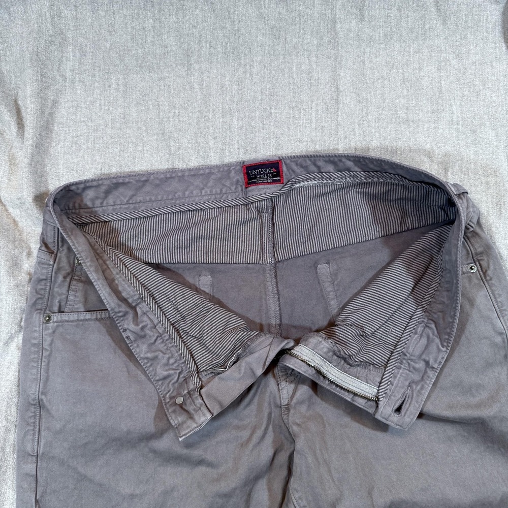 UNTUCKit‎ Pants Mens 35x32 Gray Straight Fit Stretch Pima Cotton Casual Chinos - Picture 3 of 12